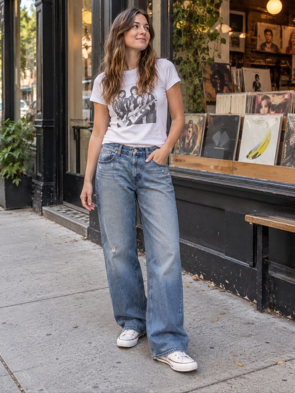 Madewell Low-Slung Baggy Jeans W32 NWT Blue Wash Distressed Wide Leg